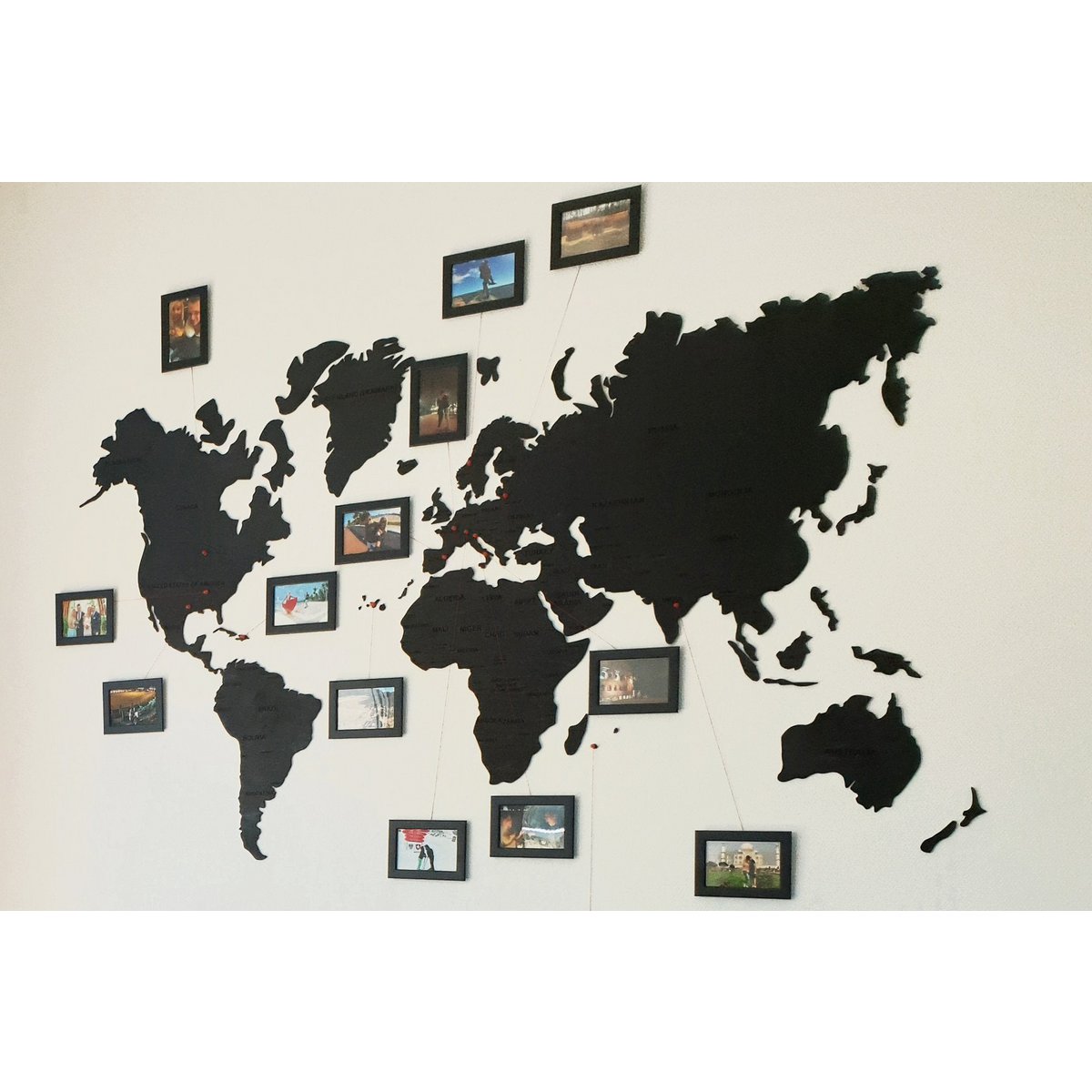 Wooden world map, Wooden black wall world wall map