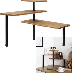 Bambus Eckregal - 3 - Layer - 43 x 27 x 43 cm - Raum - speicherner Küchenlagerständer - Bad Organizer - Eckschrank - langlebiger Pflanzenregal - Brown