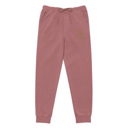 Self Love Unisex barwione pigmentowo spodnie dresowe z haftem w kolorze starego złota - spodnie dresowe unisex