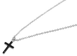 Accent ankerketting met kruishanger, roestvrij staal, 43+5 cm, zilver/zwart