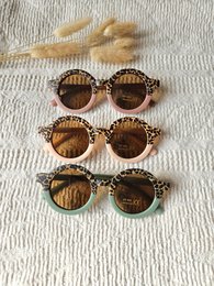 Baby and children's sunglasses UV400 round - Old pink / Leopard