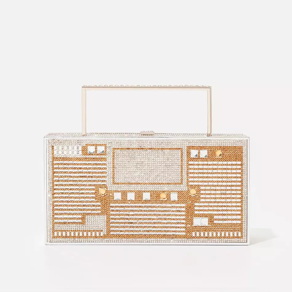 Abendtasche mit goldfarbenem Pavé-Band von Saint Tropez