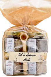 4 Verrines box with spices of the world - fine salts of Guérande IGP + boxwood shovel - 4*70g | Salt craftsmen