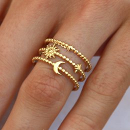 Gold ring moon sun star