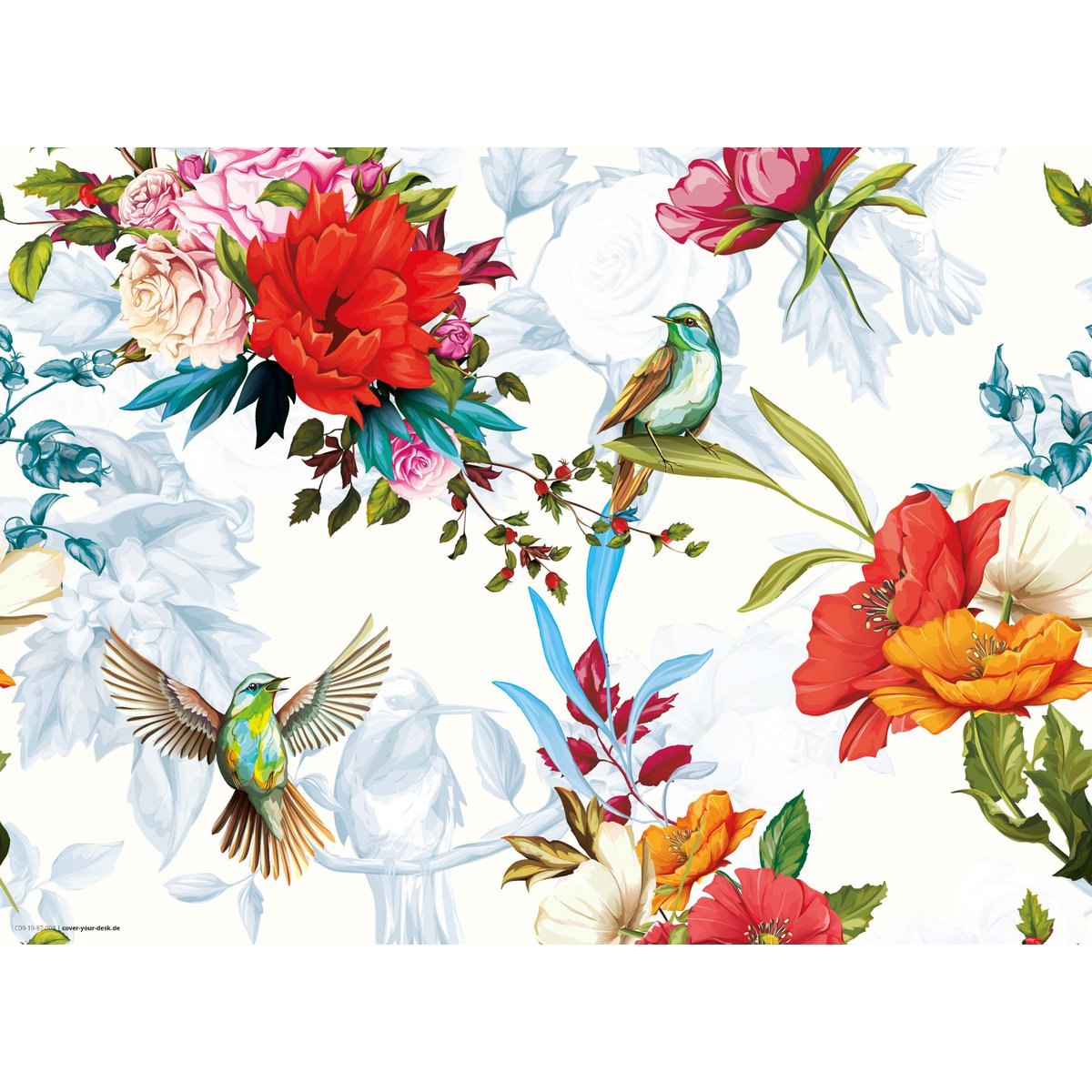 Colorful hummingbirds with wildflowers | Place mats made of premium vinyl 44 x 32 cm - 4 pieces