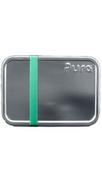  Large stainless steel lunchbox with moss green silicone band, divided compartments, durable kids meal container