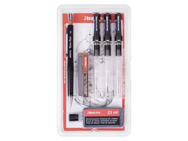 Tekenpen PRO Aristo College- set 6-delig 0.25-0.35-0.50mm tekenpennen, Geo-pen 0.5mm,