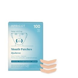 Cotton mouth patches with hyaluron, designed for face care. Includes 100 patches in a box. Suitable for skin hydration and nourishment.