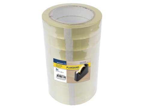 Klebeband Raadhuis 25 mm x 66 m, PP, transparent, schrumpft auf 8 Rollen, geräuscharm