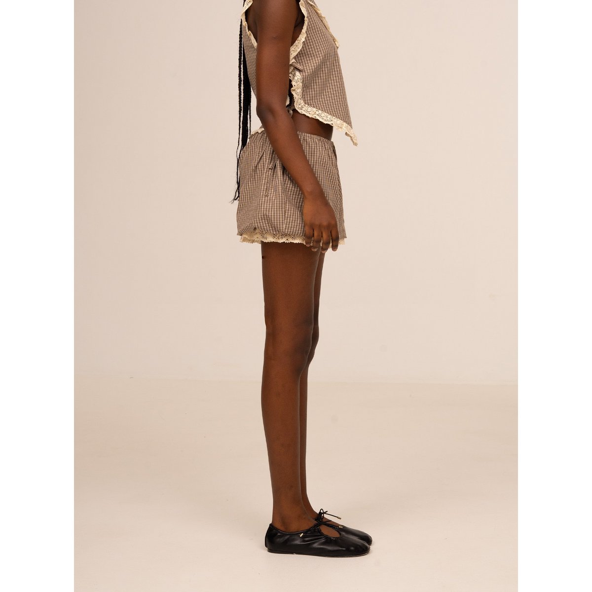 Rove brune plaid ballonshorts