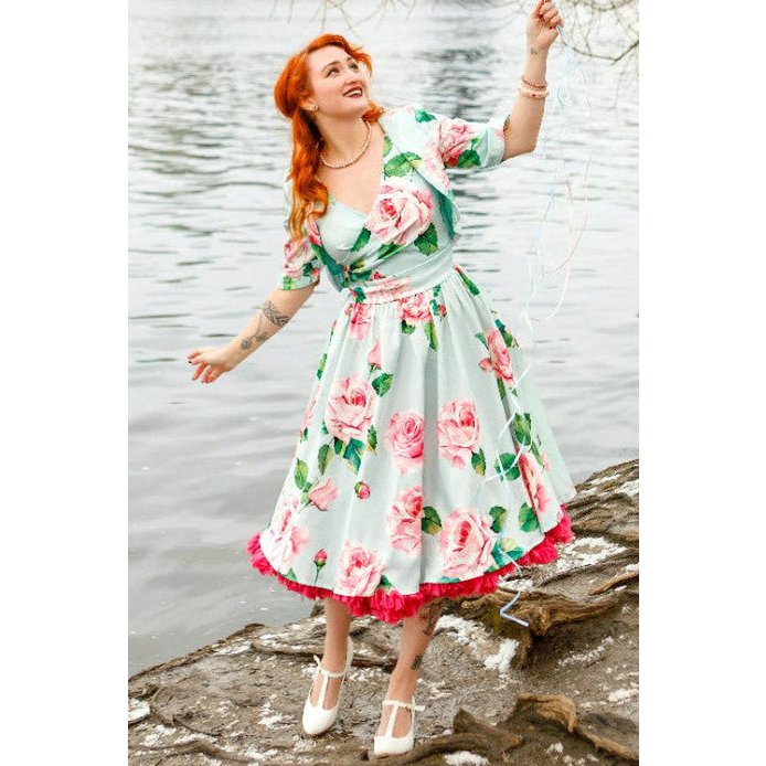 EU BOCK LISETTE BEX BLEU BLEUR TROIS SIRTER SHEEVE ROSE ROSE PRINT BOLERO