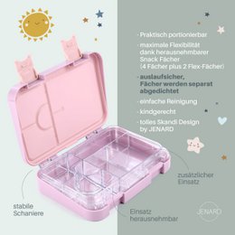 JENARD® boîte à lunch, boîte bento, boîte à lunch, boîte à goûter pour enfants rose / arc-en-ciel