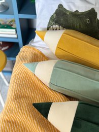 Crayon velvet pillow “Yellow"