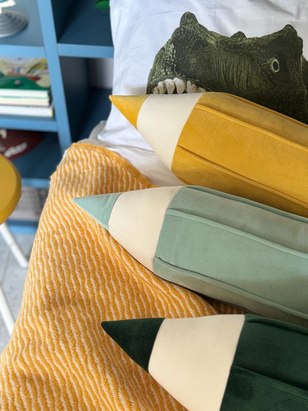 Crayon velvet pillow “Yellow"