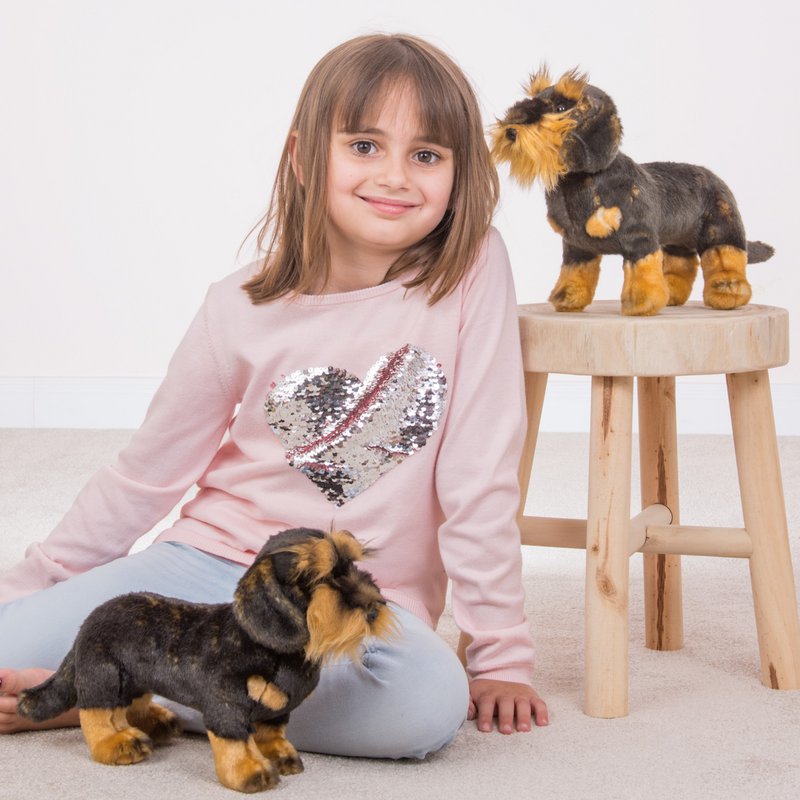 Trådhåret gravhund stående 28 cm - tøjdyr - tøjdyr