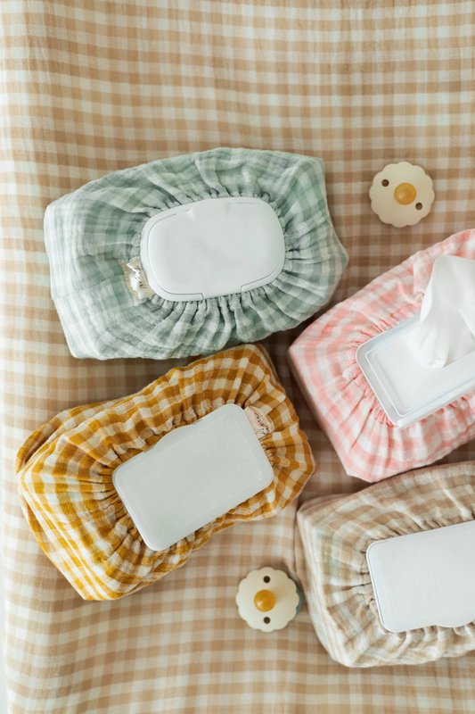 Coperchio di pad che cambia il pannolino Tisu, Beige Gingham