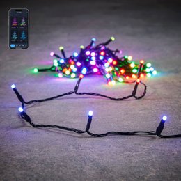 Colorful LED Christmas tree lighting with remote control, 50 lights, L500 cm, RGB colors.