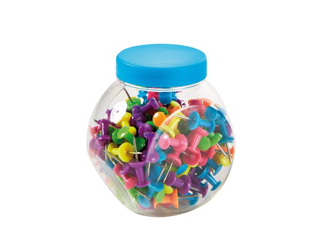 Punaises Alco 150st Neon in schroefdop box rond 150st NEON-kleur
