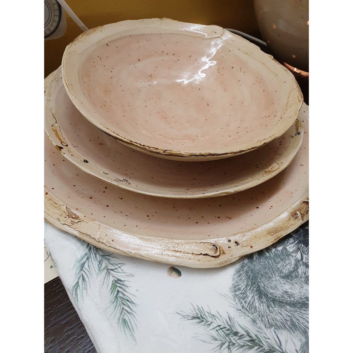Tray approx. 28 (W) cm x 16.5 (L) cm x 1.5 cm (H)) crockery, handmade, stoneware, unique, creamy white, matt