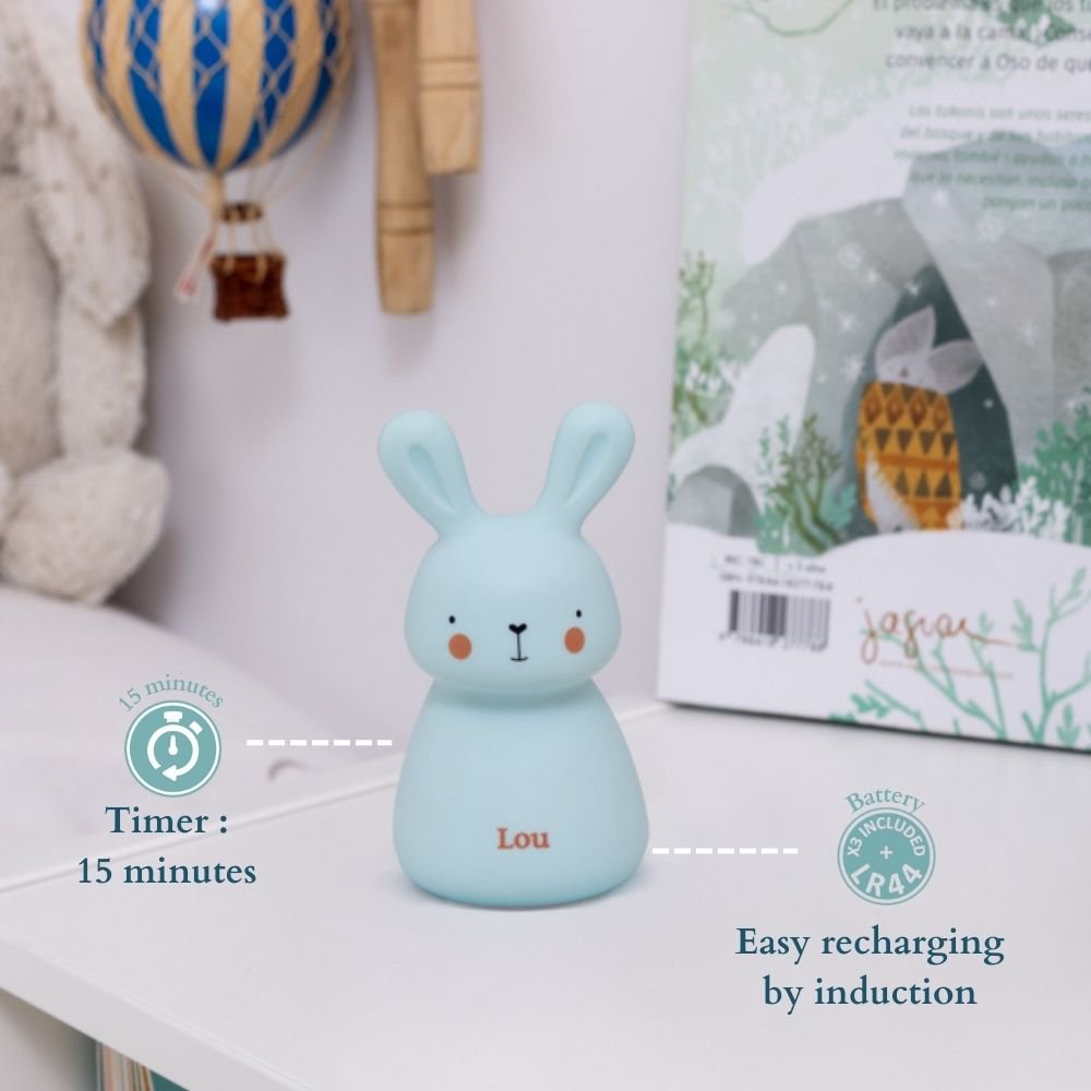 Nachtlampje - Lapin Lou - opladen via USB - blauw