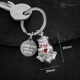 "Jeg elsker dig som ingen odder" Otter nøglering "Otty" med gravering - kærligt lykkeamulet med hjerte - gave til partner, bedste ven
