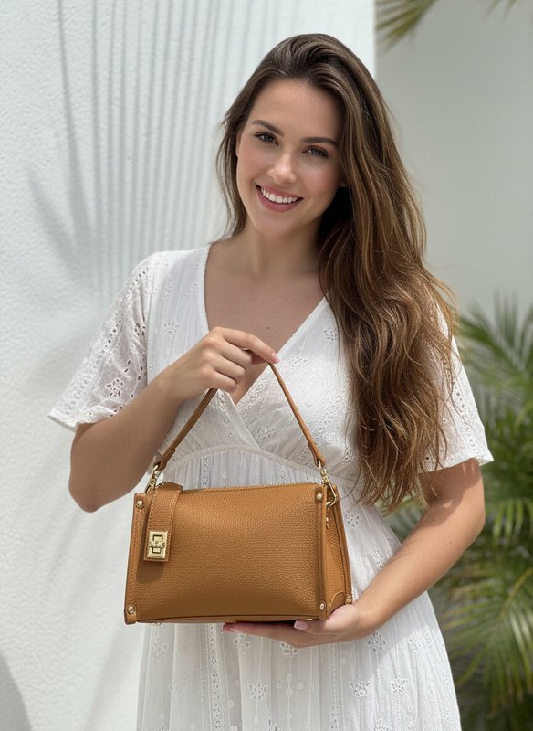 Genuine Leather Boxy Crossbody Bag, Made in Italy, art. 112759