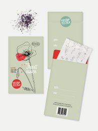 Flower seeds 'Sowing comfort', colorful floral illustration with text, suitable for gardening, planting, and nature-inspired products.