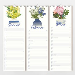 Wandkalender 2027 mit handgezeichneten Blumenvasen