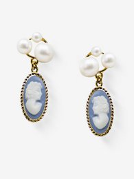 Lilith Sky Blue Cameo Stud Earrings