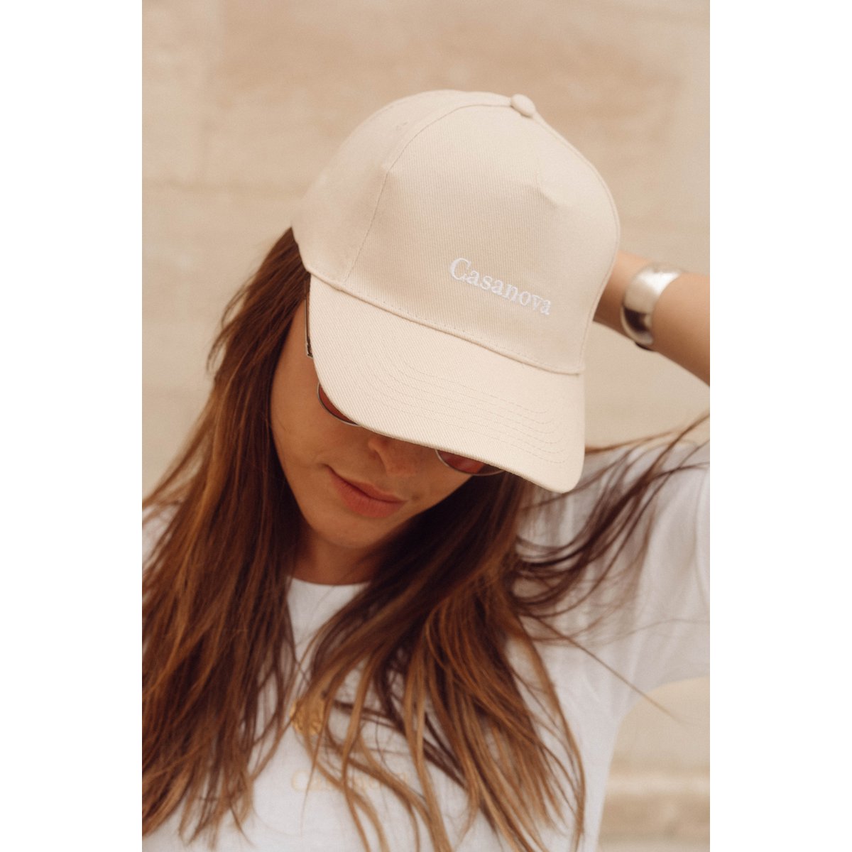 Gorra de algodón beige