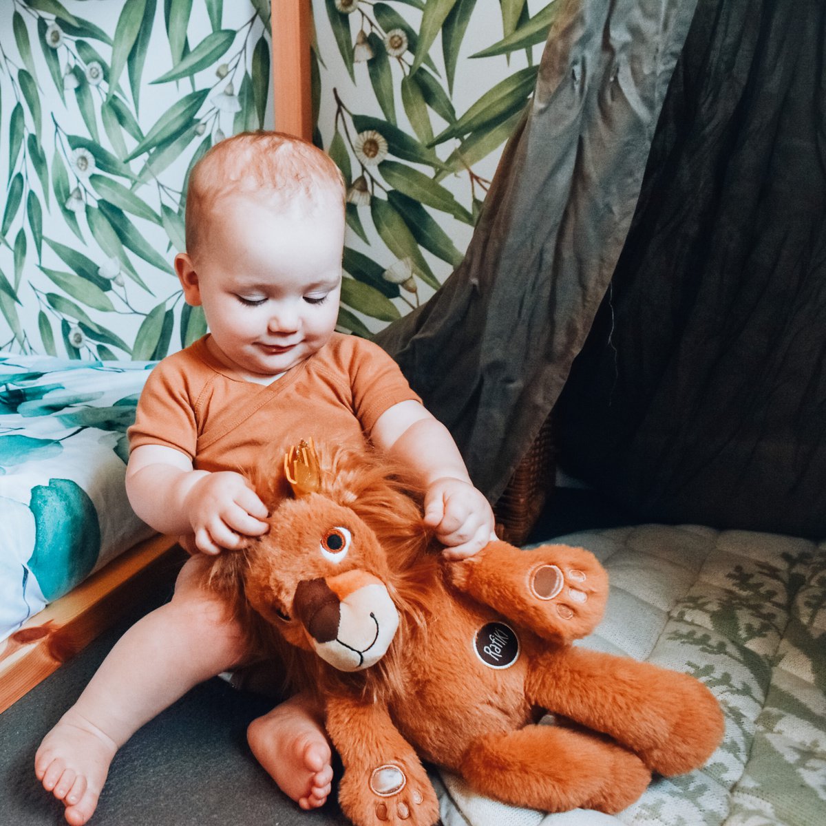 Grande marionnette lion douce, rembourrage en matière recyclée, lavable en machine, idée cadeau parfaite, hauteur 40 cm