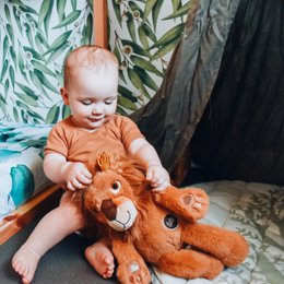 Grande marionnette lion douce, rembourrage en matière recyclée, lavable en machine, idée cadeau parfaite, hauteur 40 cm