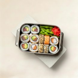 Lunchbox aus Edelstahl mit Bambusdeckel und Trennwand – 800 ml