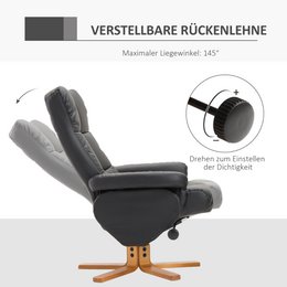 Relaxation chair with stool, 360° rotating TV chair with reclining function, reading chair for bedroom, living room, faux leather, brown