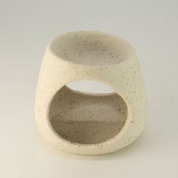 3x bruciatore a olio Zen in ceramica - Ciottolo rotondo - Bianco sporco maculato