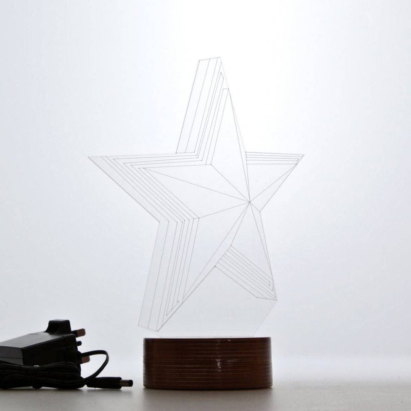 3D Star Led Light | Wood