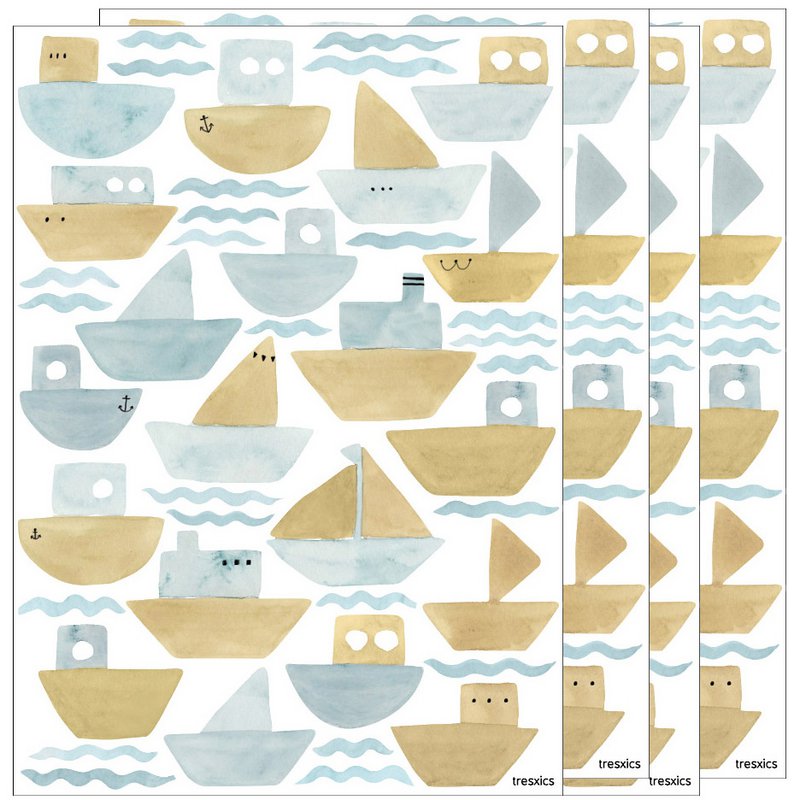 Watercolor boats wall sticker