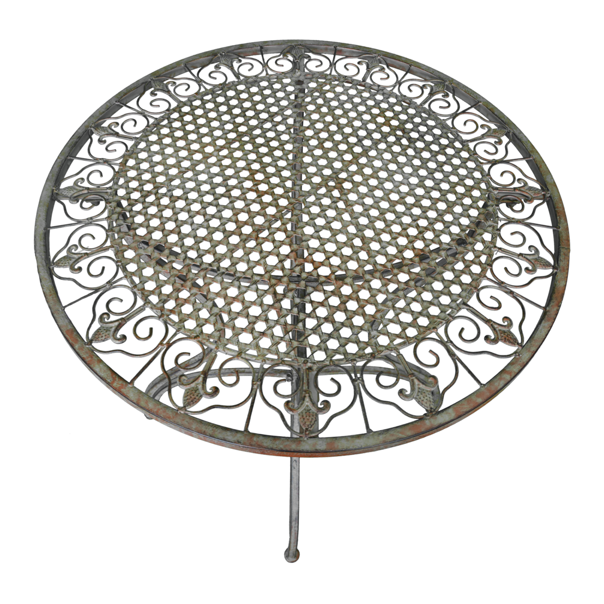 English green round iron table d 70 h 75 cm