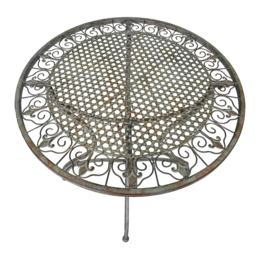 English green round iron table d 70 h 75 cm