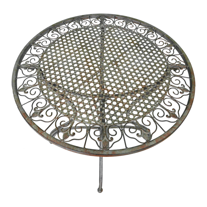 English green round iron table d 70 h 75 cm