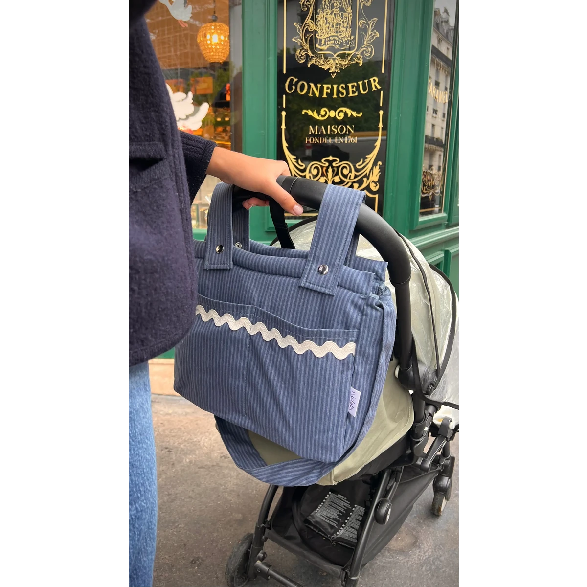 Cochecito Ocean de algodón blanco / Bolsos cambiadores