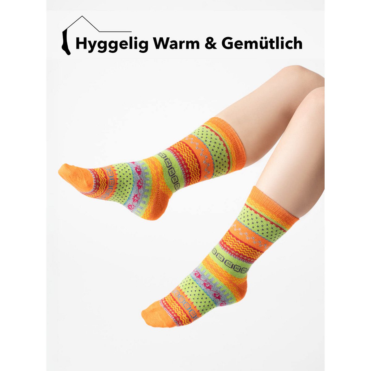 2 Paar 45% Wollsocken Bunt s Design 2 Paar