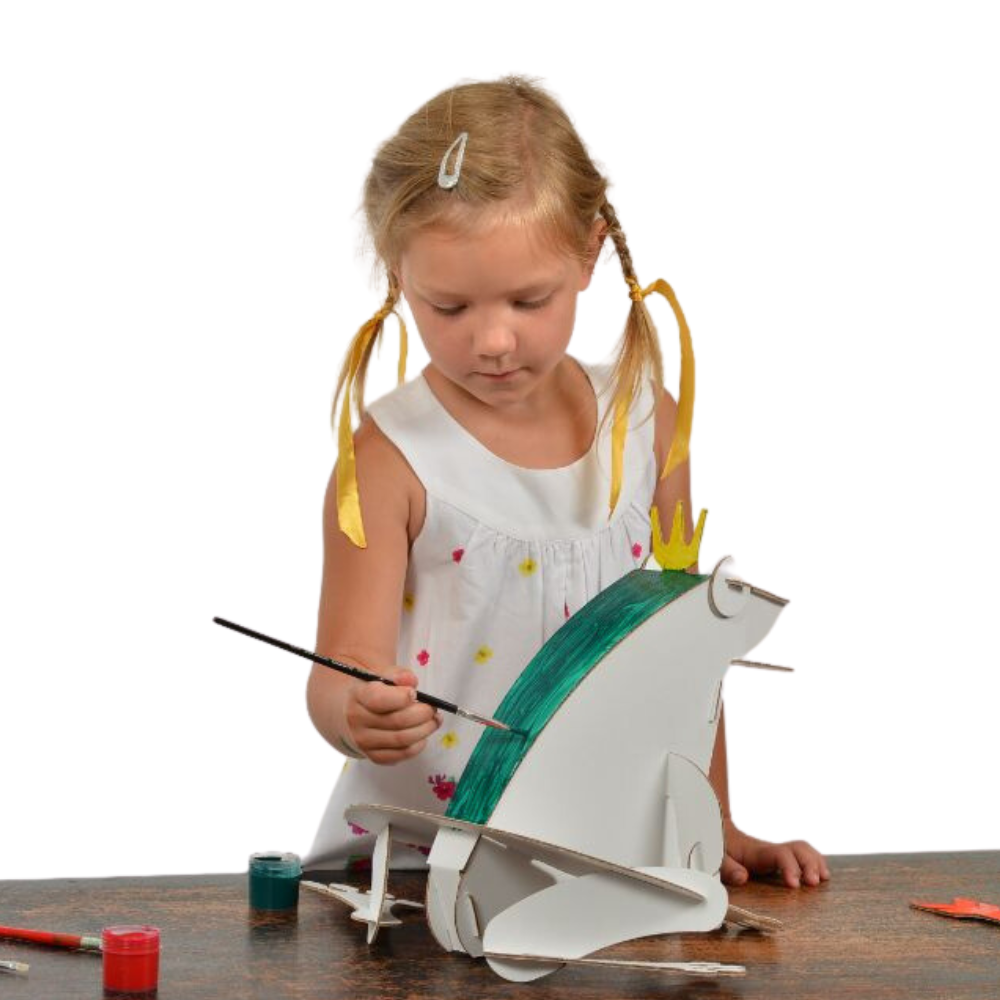 Frosch-Modellbausatz, Pappspielzeug zum Bauen und Bemalen, DIY, 3D, weiß, ab 6 Jahren