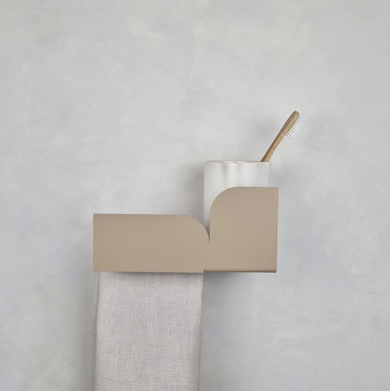 Porta carta igienica con ripiano BAUHAUS, beige, nero, bianco