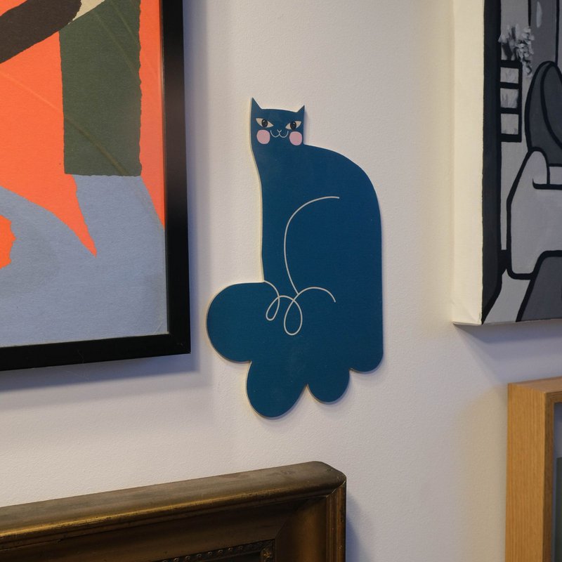 Pickle decoration in the shape of cat, wooden wall decor