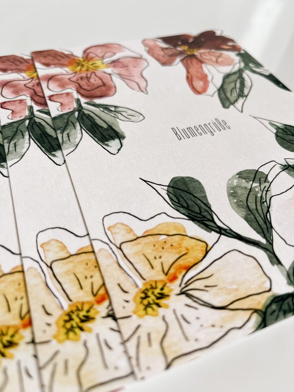 Floral greetings postcard