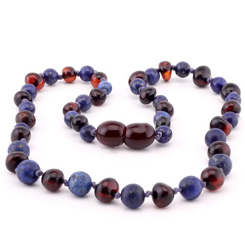 Baltische Bernstein und Lapis Lazuli Halskette 139