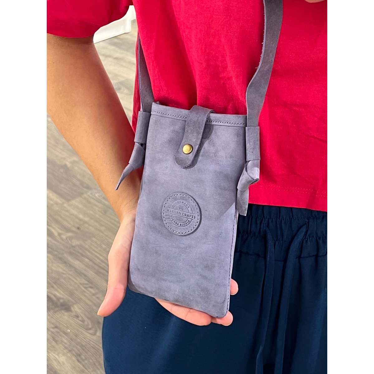 Handytasche aus echtem Leder – Umhängetasche