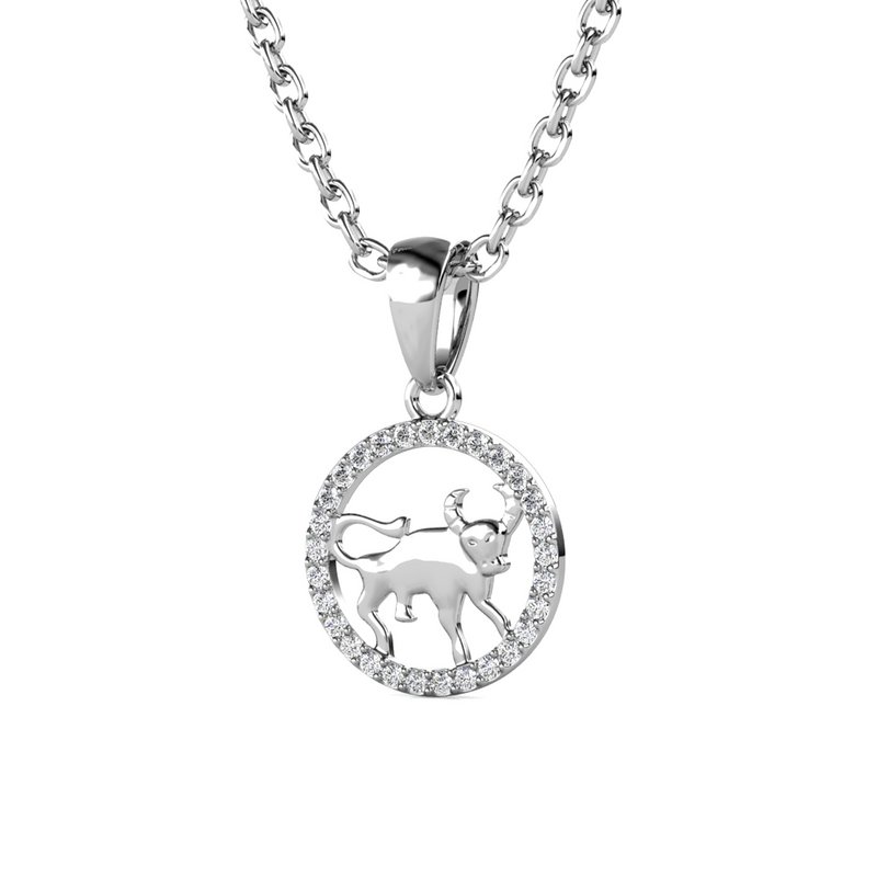 Pendentifs Zodiaque Taureau - Argenté et Cristal