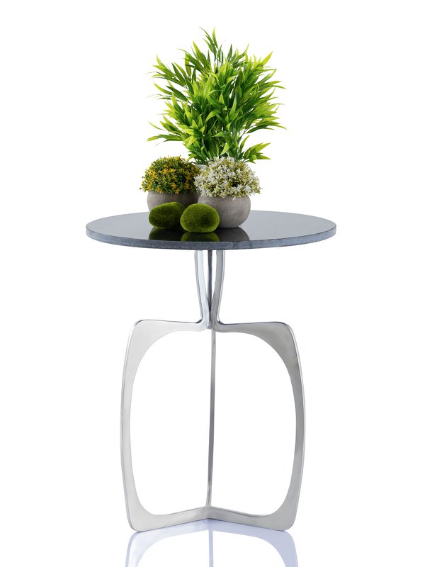 Tavolino in metallo rotondo ø 45 x 56 cm tavolo decorativo in marmo Sohoo con cornice argento o oro